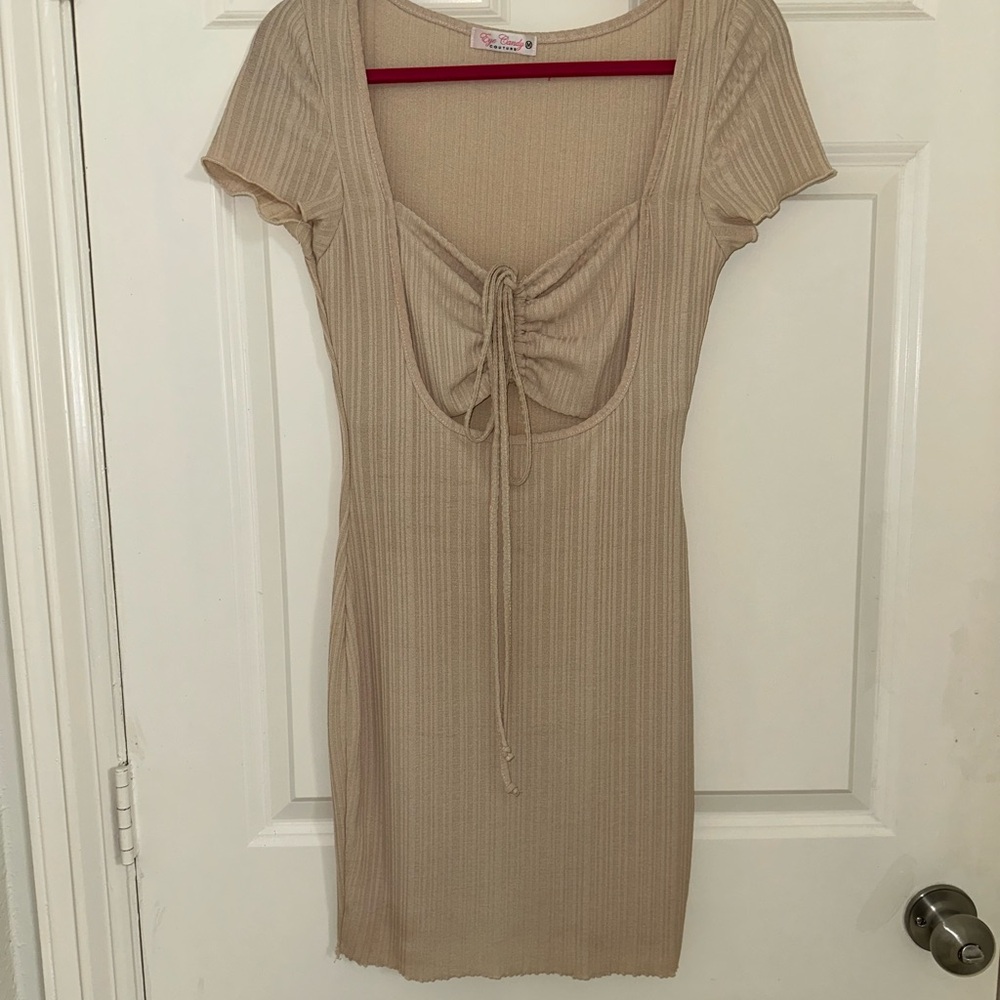 Nude Cut-Out Mini Dress